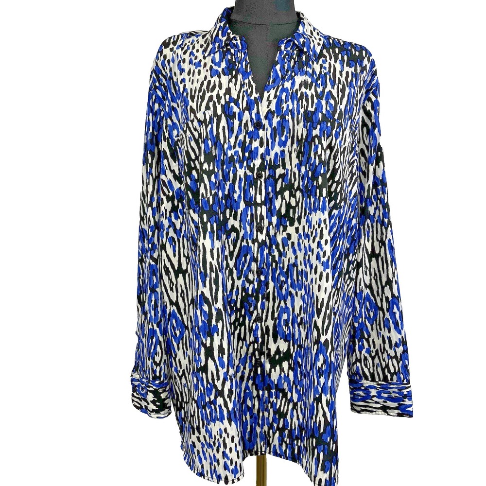 Talbots Nantucket Womens Size 3X Petite Button Down Shirt Roll Tab Sleeves